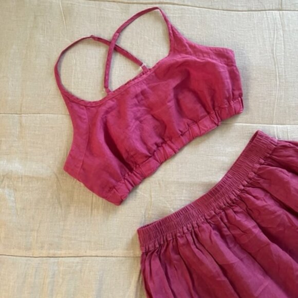 100% Linen Summer Co-ord Set — Skirt AND Crop Top - Picture 2 of 13